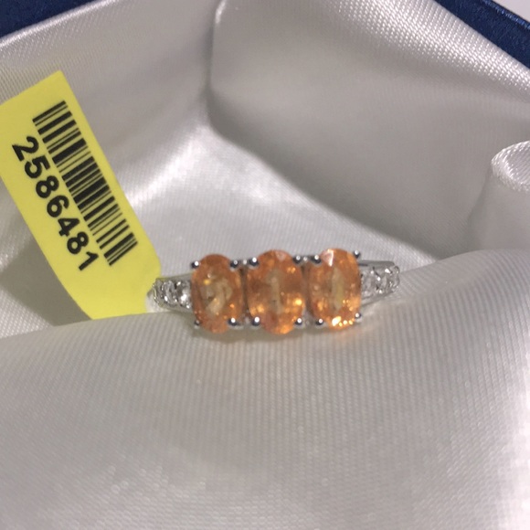 STS Jewelry - Madeira citrine 925 silver faceted classy bright white topaz ring NEW 7.5